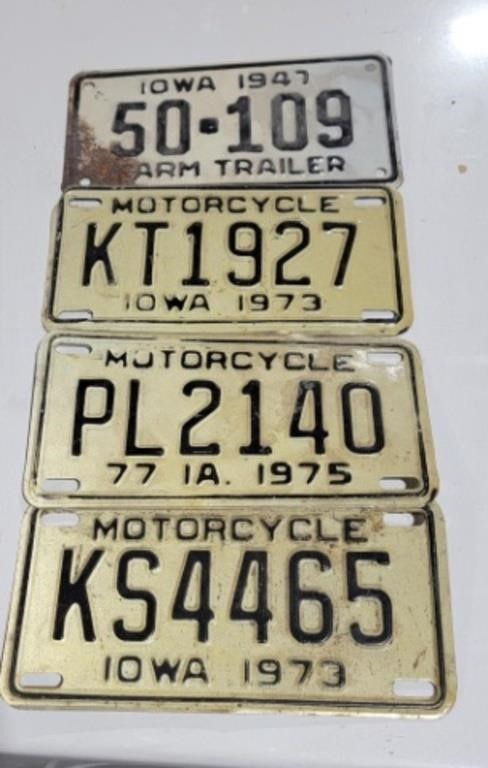 1970s Motorcycle license plates