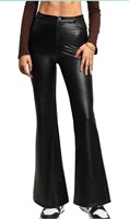 (Size: small) Black Faux Leather Pants for Women