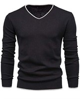 (new)Men's Cotton V Neck Sweater Knitted Jumper