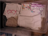 Container of vintage pillow cases