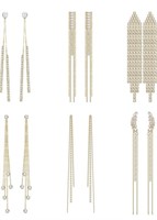 Finrezio 6 Pairs Long Tassel Chain Earrings for
