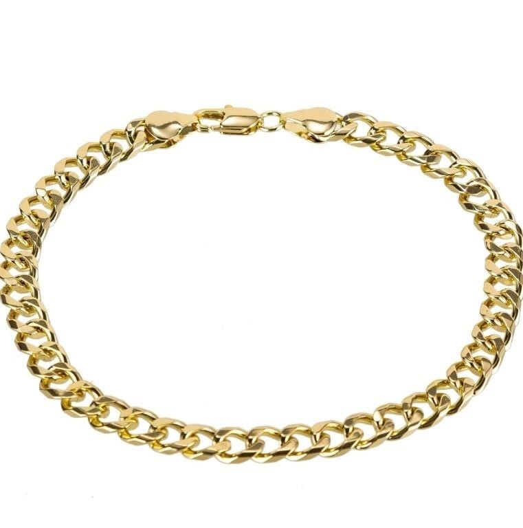 14K White Gold Plated 7mm Cuban Link Flat Chain