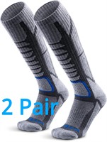 2pr LG Merino Wool Ski Socks, Retro Grey