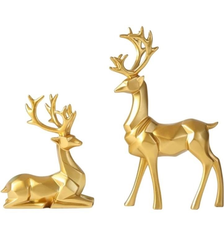 2Pcs Reindeer Figurine Statues Deluxe Christmas
