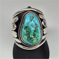 Nugget Turquoise Navajo Sterling Silver Mens Ring