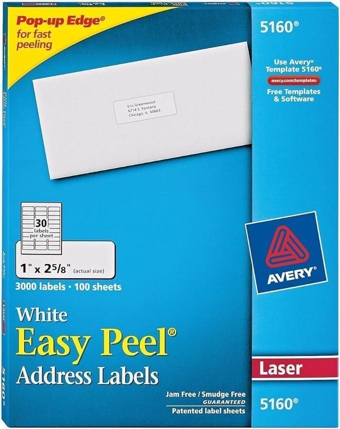 Avery Easy Peel White Mailing Labels for Laser