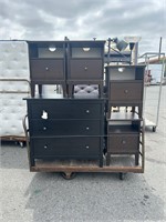 4pc Nightstands, Black Chest of Drawers, Lamps
