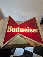 Vintage Budweiser king of beer signs some damage
