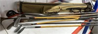 Vintage Golf Clubs with Bag. Some have wooden