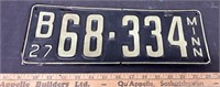 1927 Minnesota License Plate. #SC.