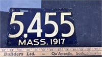 1917 Massachusetts License Plate. #SC.