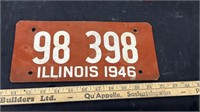 1946 Illinois License Plate. Made of pressed