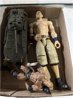 Action figures and tank