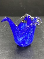 Murano White Cristal Art Glass Vase Hand