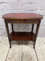 Vintage Mahogany Accent Side Table w/ Leather Top