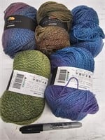 5pk Superfine 100% Wool Yarn  437yds each