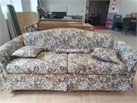 >Brown & Cream floral couch, 82" long