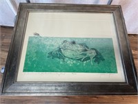 Julita Jones Lithograph Frog in Water with Fly