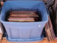 Container of LP albums including comedy and more
