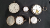 5 - Pocket Watches, Silver Cases *