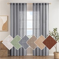 SWANCOCO Natural Linen Curtains 84 Inches Long Sem