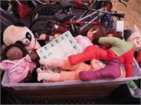 Container of larger dolls