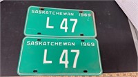 Set of 1969 Saskatchewan Livery License Plates