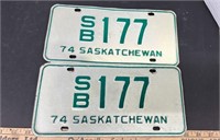 Set of 1974 Saskatchewan School Bus License