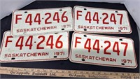Two Sets of 1971 Saskatchewan Farm License