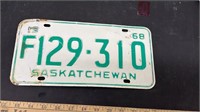 1968 Saskatchewan Farm License Plate