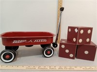 Radio Flyer wagon & decorative dice blocks