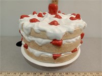 Strawberry shortcake ceramic pedestal footed cake