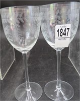 Water Goblet Etched Glass Florals