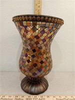 Mosaic glass Hurricane vase