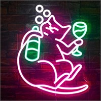 NOSUN Cat Beer Neon Sign, Funny Bar Neon Signs for