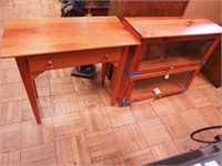Light wood single drawer table, 30" long x 16"