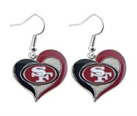 Aminco NFL San Francisco 49ers Swirl Heart Earring