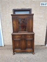 Antique china cabinet 36"w 16"d 65"h