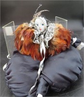 Pierrot Dolls (Clown) - Black and Brown Feather