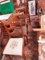 Four dining chairs, two matching, all vintage,