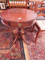 Duncan Phyfe round end table with drawer, 24"