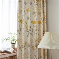 SUOUO Yellow Floral Curtains for Living Room Cheni