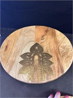 Wooden Lazy Susan with Metal Inlay