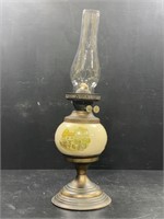 Brass & Crazed Porcelain Oil Lamp