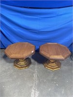 Octagon wood end tables, set of 2