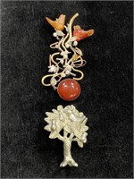 G. Clark Pear Tree Pendant & Ornate Vine & Birds