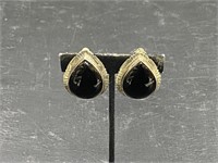 Nakai Sterling Silver Onyx Clip Earrings