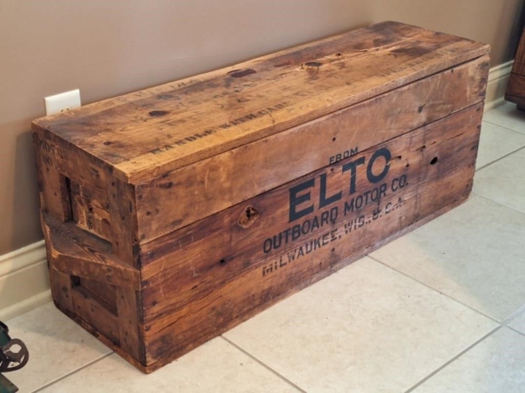Old ELTO Outboard Motor Co. Wood Crate