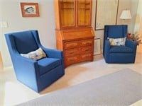 2 Blue Rocking Ethan Allen Swivel Chairs