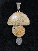 Charles Albert Sterling Silver Ammonite & Fossiliz